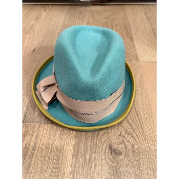 Turquoise teal asymmetric wool fedora hat grace hats main image 8